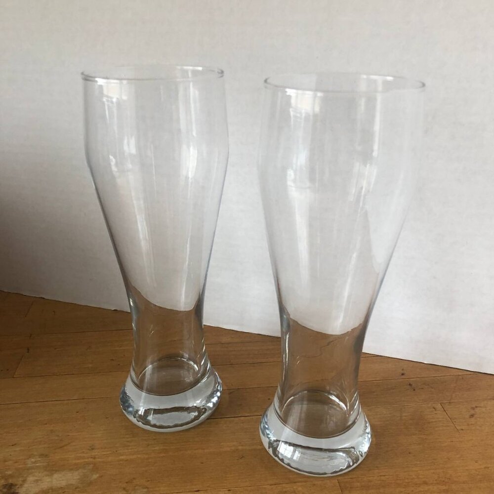 Set of 2 Tall Pilsner Beer Clear Glass Home Bar Drinkware
